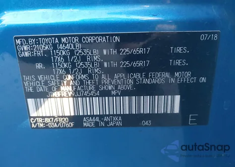 2018 Toyota Rav4 Le z USA, uszkodzony, nr VIN JTMBFREV9JJ745454
